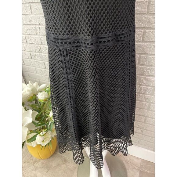 Alfani Black Sleeveless Mesh / Net Fit & Flare Dress Size 12 - Picture 8 of 11